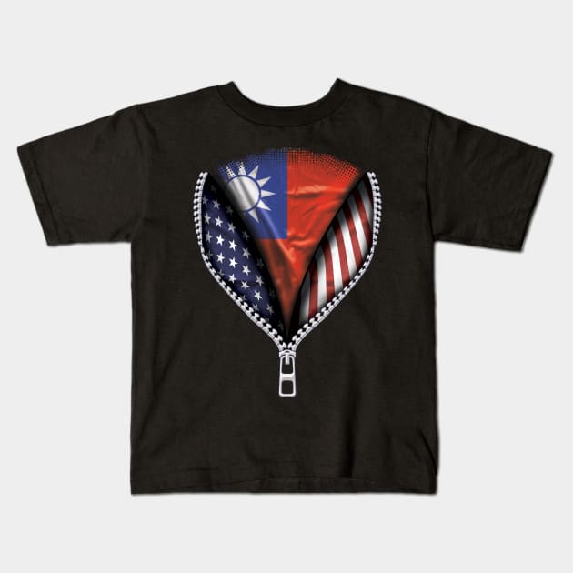 Taiwanese Flag  Taiwan Flag American Flag Zip Down - Gift for Taiwanese From Taiwan Kids T-Shirt by Country Flags